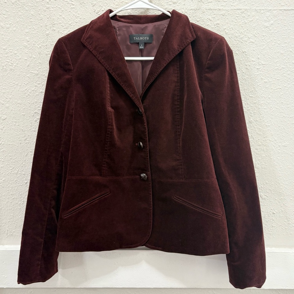 Talbots Velvet Rich Maroon Women's Blazer Jacket Size 4